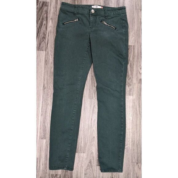 Cabi Womens Size 4 Faux Zipped Pockets Skinny Green Denim Jeans - Picture 1 of 11